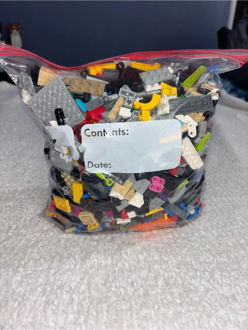 Lego Mixed Loose Pieces - Orange, Yellow, Black, Gray, Blue
